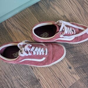 Vans Pink and White Sneakers Suede Canvas Low-Top